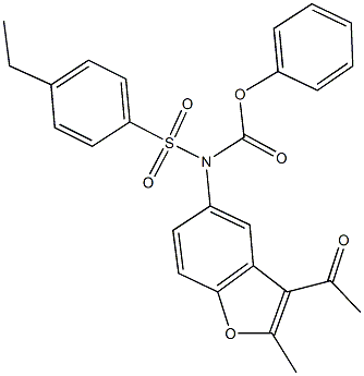 phenyl 3-acetyl-2-methyl-1-benzofuran-5-yl[(4-ethylphenyl)sulfonyl]carbamate,,结构式