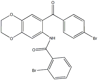 2-bromo-N-[7-(4-bromobenzoyl)-2,3-dihydro-1,4-benzodioxin-6-yl]benzamide,,结构式