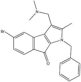 1-benzyl-5-bromo-3-[(dimethylamino)methyl]-2-methylindeno[2,1-b]pyrrol-8(1H)-one,,结构式