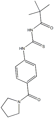 N-(2,2-dimethylpropanoyl)-N'-[4-(1-pyrrolidinylcarbonyl)phenyl]thiourea 化学構造式