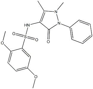 N-(1,5-dimethyl-3-oxo-2-phenyl-2,3-dihydro-1H-pyrazol-4-yl)-2,5-dimethoxybenzenesulfonamide,,结构式