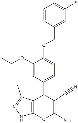 6-amino-4-{3-ethoxy-4-[(3-fluorobenzyl)oxy]phenyl}-3-methyl-1,4-dihydropyrano[2,3-c]pyrazole-5-carbonitrile