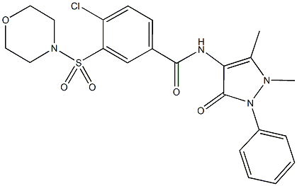 4-chloro-N-(1,5-dimethyl-3-oxo-2-phenyl-2,3-dihydro-1H-pyrazol-4-yl)-3-(4-morpholinylsulfonyl)benzamide,,结构式