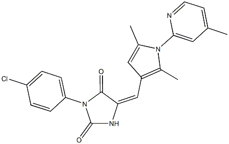 3-(4-chlorophenyl)-5-{[2,5-dimethyl-1-(4-methyl-2-pyridinyl)-1H-pyrrol-3-yl]methylene}-2,4-imidazolidinedione