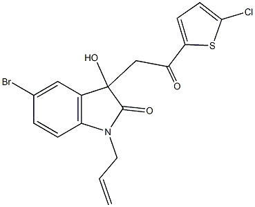1-allyl-5-bromo-3-[2-(5-chloro-2-thienyl)-2-oxoethyl]-3-hydroxy-1,3-dihydro-2H-indol-2-one Struktur