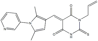 1-allyl-5-{[2,5-dimethyl-1-(3-pyridinyl)-1H-pyrrol-3-yl]methylene}-2-thioxodihydro-4,6(1H,5H)-pyrimidinedione Struktur