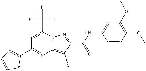 3-chloro-N-(3,4-dimethoxyphenyl)-5-(2-thienyl)-7-(trifluoromethyl)pyrazolo[1,5-a]pyrimidine-2-carboxamide Structure