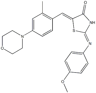 2-[(4-methoxyphenyl)imino]-5-[2-methyl-4-(4-morpholinyl)benzylidene]-1,3-thiazolidin-4-one Struktur