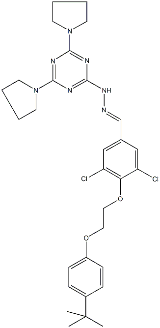 4-[2-(4-tert-butylphenoxy)ethoxy]-3,5-dichlorobenzaldehyde [4,6-di(1-pyrrolidinyl)-1,3,5-triazin-2-yl]hydrazone,,结构式