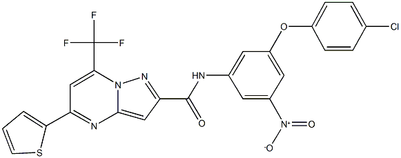 N-{3-(4-chlorophenoxy)-5-nitrophenyl}-5-(2-thienyl)-7-(trifluoromethyl)pyrazolo[1,5-a]pyrimidine-2-carboxamide,,结构式