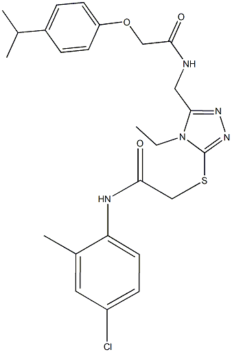 N-(4-chloro-2-methylphenyl)-2-{[4-ethyl-5-({[(4-isopropylphenoxy)acetyl]amino}methyl)-4H-1,2,4-triazol-3-yl]sulfanyl}acetamide Struktur