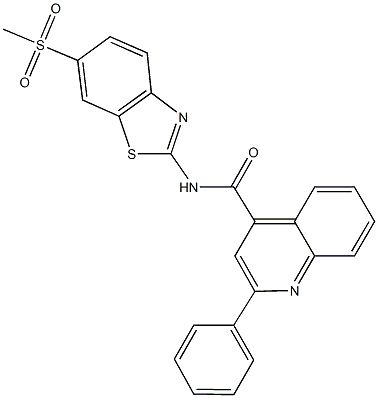 N-[6-(methylsulfonyl)-1,3-benzothiazol-2-yl]-2-phenyl-4-quinolinecarboxamide 化学構造式