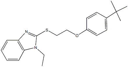 4-tert-butylphenyl 2-[(1-ethyl-1H-benzimidazol-2-yl)sulfanyl]ethyl ether,,结构式