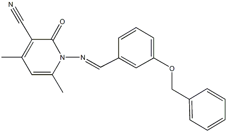 1-{[3-(benzyloxy)benzylidene]amino}-4,6-dimethyl-2-oxo-1,2-dihydropyridine-3-carbonitrile Structure