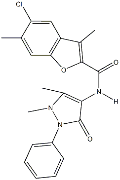 5-chloro-N-(1,5-dimethyl-3-oxo-2-phenyl-2,3-dihydro-1H-pyrazol-4-yl)-3,6-dimethyl-1-benzofuran-2-carboxamide Structure