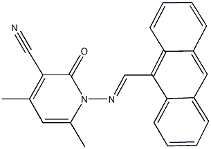 1-[(9-anthrylmethylene)amino]-4,6-dimethyl-2-oxo-1,2-dihydropyridine-3-carbonitrile,,结构式