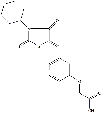 {3-[(3-cyclohexyl-4-oxo-2-thioxo-1,3-thiazolidin-5-ylidene)methyl]phenoxy}acetic acid Structure