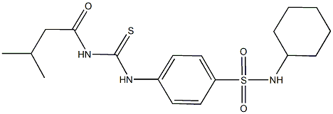 N-cyclohexyl-4-({[(3-methylbutanoyl)amino]carbothioyl}amino)benzenesulfonamide 化学構造式