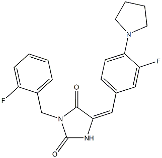 3-(2-fluorobenzyl)-5-[3-fluoro-4-(1-pyrrolidinyl)benzylidene]-2,4-imidazolidinedione