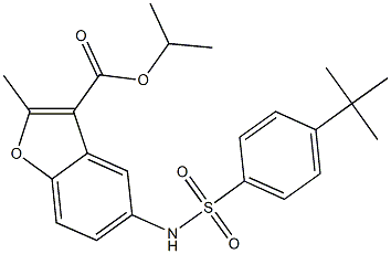 isopropyl 5-{[(4-tert-butylphenyl)sulfonyl]amino}-2-methyl-1-benzofuran-3-carboxylate Structure