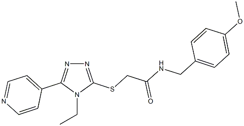 2-{[4-ethyl-5-(4-pyridinyl)-4H-1,2,4-triazol-3-yl]sulfanyl}-N-(4-methoxybenzyl)acetamide,,结构式
