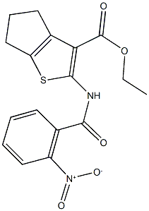 ethyl 2-({2-nitrobenzoyl}amino)-5,6-dihydro-4H-cyclopenta[b]thiophene-3-carboxylate 化学構造式