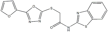 N-(1,3-benzothiazol-2-yl)-2-{[5-(2-furyl)-1,3,4-oxadiazol-2-yl]sulfanyl}acetamide Struktur
