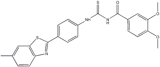 N-(3,4-dimethoxybenzoyl)-N'-[4-(6-methyl-1,3-benzothiazol-2-yl)phenyl]thiourea Struktur