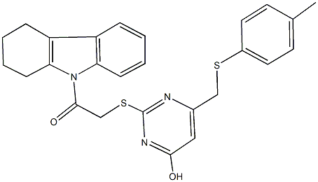 6-{[(4-methylphenyl)sulfanyl]methyl}-2-{[2-oxo-2-(1,2,3,4-tetrahydro-9H-carbazol-9-yl)ethyl]sulfanyl}pyrimidin-4-ol 结构式