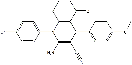 2-amino-1-(4-bromophenyl)-4-(4-methoxyphenyl)-5-oxo-1,4,5,6,7,8-hexahydroquinoline-3-carbonitrile 化学構造式