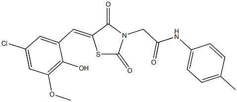 2-[5-(5-chloro-2-hydroxy-3-methoxybenzylidene)-2,4-dioxo-1,3-thiazolidin-3-yl]-N-(4-methylphenyl)acetamide Structure