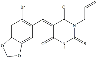 1-allyl-5-[(6-bromo-1,3-benzodioxol-5-yl)methylene]-2-thioxodihydro-4,6(1H,5H)-pyrimidinedione Structure