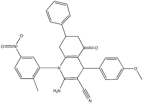 2-amino-1-{5-nitro-2-methylphenyl}-4-(4-methoxyphenyl)-5-oxo-7-phenyl-1,4,5,6,7,8-hexahydroquinoline-3-carbonitrile