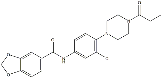 N-[3-chloro-4-(4-propionyl-1-piperazinyl)phenyl]-1,3-benzodioxole-5-carboxamide Structure