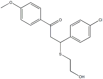 3-(4-chlorophenyl)-3-[(2-hydroxyethyl)sulfanyl]-1-(4-methoxyphenyl)-1-propanone,,结构式