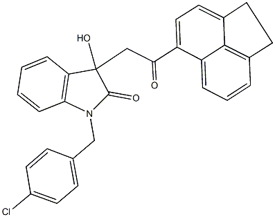 1-(4-chlorobenzyl)-3-[2-(1,2-dihydroacenaphthylen-5-yl)-2-oxoethyl]-3-hydroxy-1,3-dihydro-2H-indol-2-one,,结构式