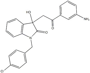 3-[2-(3-aminophenyl)-2-oxoethyl]-1-(4-chlorobenzyl)-3-hydroxy-1,3-dihydro-2H-indol-2-one 结构式