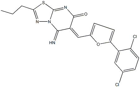 6-{[5-(2,5-dichlorophenyl)-2-furyl]methylene}-5-imino-2-propyl-5,6-dihydro-7H-[1,3,4]thiadiazolo[3,2-a]pyrimidin-7-one Structure