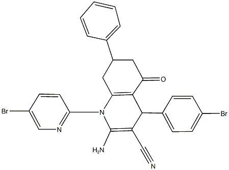 2-amino-4-(4-bromophenyl)-1-(5-bromopyridin-2-yl)-5-oxo-7-phenyl-1,4,5,6,7,8-hexahydroquinoline-3-carbonitrile