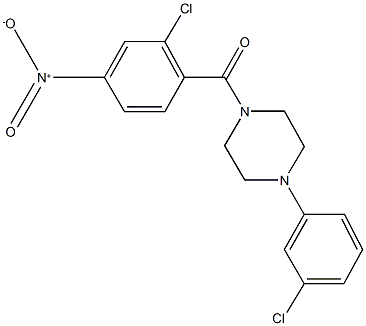 1-{2-chloro-4-nitrobenzoyl}-4-(3-chlorophenyl)piperazine Structure