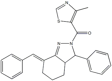 7-benzylidene-2-[(4-methyl-1,3-thiazol-5-yl)carbonyl]-3-phenyl-3,3a,4,5,6,7-hexahydro-2H-indazole|