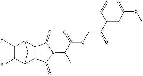 2-(3-methoxyphenyl)-2-oxoethyl 2-(8,9-dibromo-3,5-dioxo-4-azatricyclo[5.2.1.0~2,6~]dec-4-yl)propanoate Struktur