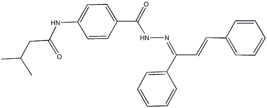 N-(4-{[2-(1,3-diphenyl-2-propenylidene)hydrazino]carbonyl}phenyl)-3-methylbutanamide 化学構造式