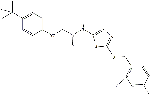 2-(4-tert-butylphenoxy)-N-{5-[(2,4-dichlorobenzyl)sulfanyl]-1,3,4-thiadiazol-2-yl}acetamide 化学構造式