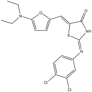 2-[(3,4-dichlorophenyl)imino]-5-{[5-(diethylamino)-2-furyl]methylene}-1,3-thiazolidin-4-one,,结构式