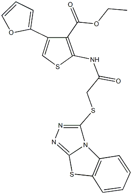 ethyl 4-(2-furyl)-2-{[([1,2,4]triazolo[3,4-b][1,3]benzothiazol-3-ylsulfanyl)acetyl]amino}-3-thiophenecarboxylate Structure