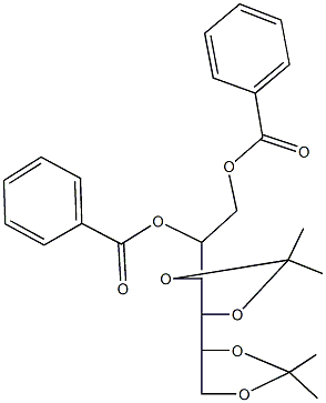 2-(benzoyloxy)-1-(2,2,2',2'-tetramethyl-4',5-bis(1,3-dioxolane)-4-yl)ethyl benzoate Struktur
