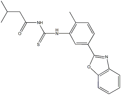 N-[5-(1,3-benzoxazol-2-yl)-2-methylphenyl]-N'-(3-methylbutanoyl)thiourea,,结构式