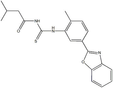 N-[5-(1,3-benzoxazol-2-yl)-2-methylphenyl]-N'-(3-methylbutanoyl)thiourea Struktur