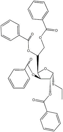 ethyl 2,3,5,6-tetra-O-benzoyl-1-thiohexofuranoside Structure